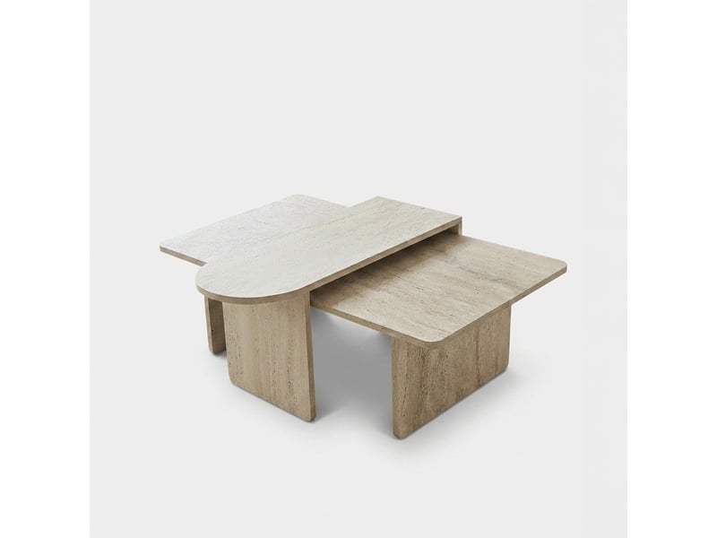  Set de 2 tables basses modernes en bois paris - beige  - Conforama A