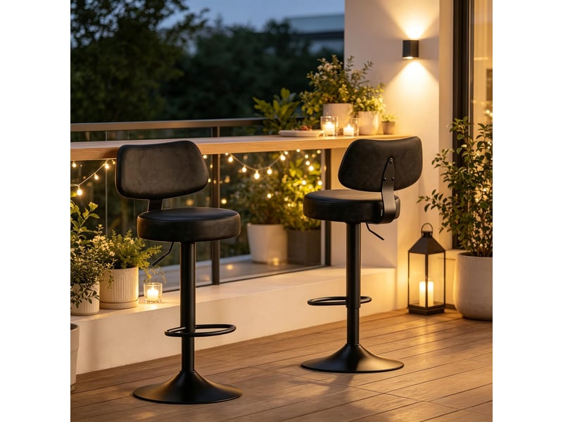  Tabourets de bar lot de 2 réglables en hauteur - lpospi - pivotants à 360°, repose-pieds, similicuir - anthracite  - Conforama C