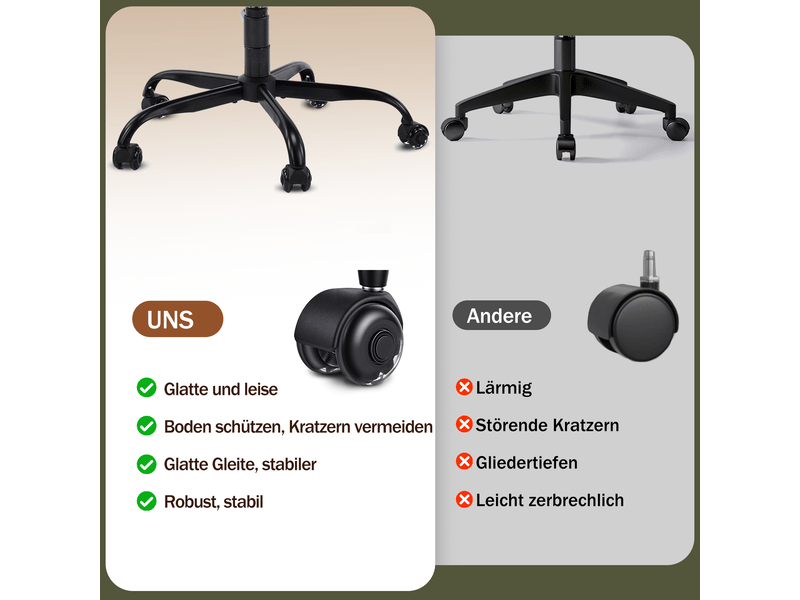  Chaise de bureau jambes croisées vert en simili cuir, hauteur réglable, repose-pieds rétractable, roulettes silencieuses  - Conforama C