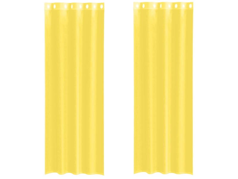  Lot de 2 rideaux en voile, voilages avec œillets jaune cf44373  - Conforama A