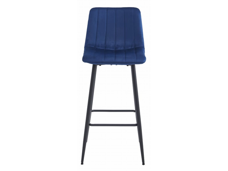 Family tabouret de bar pozza - velours bleu marine pieds noirs x 4  - Conforama C