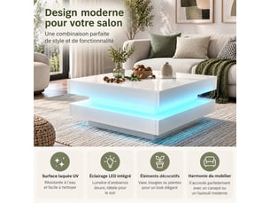Table basse carré(e) coloris blanc <strong></strong> <strong></strong> - 70 cmx70 cm