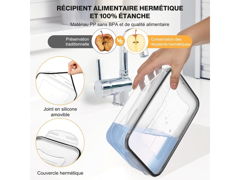  Boîtes alimentaires hermétiques yashe lot de 19, transparent  - Conforama C