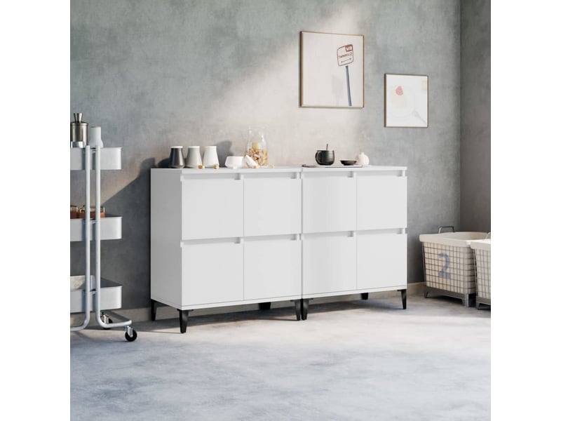  Buffets 2 pcs blanc 60x35x70 cm bois d'ingénierie  - Conforama B