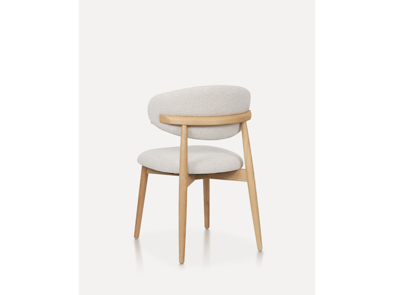  Chaise de salle à manger - chaise en bois daisy naturel blanc cassé, 54 x 54.5 x 82 cm, tissu, mousse, bois massif  - Conforama E