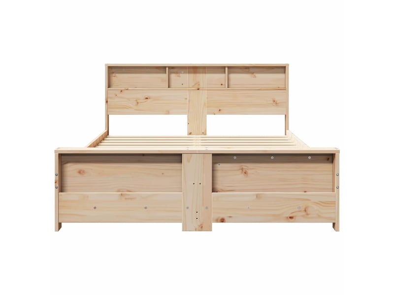  Lit double- lit adulte -  cadre de lit avec étagère marron 150 x 200 cm pin massif  - Conforama D