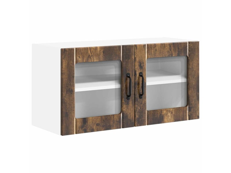  Meuble mural de cuisine, cabinet en verre mural chêne fumé 80x31x40cm shl7367  - Conforama A