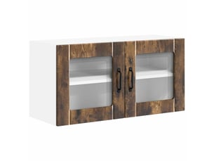Meuble mural de cuisine, cabinet en verre mural chêne fumé 80x31x40cm shl7367
