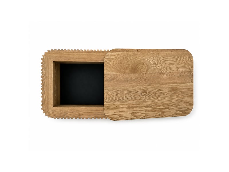  Table basse 98x60x35 cm en mdf plaqué bois avec rangement caché bois naturel chicfurn  - Conforama E