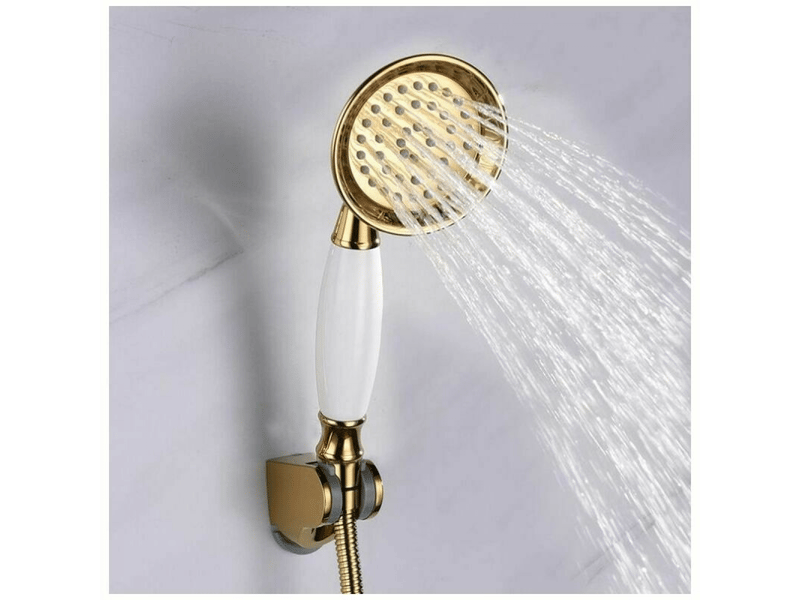  Pommeau de douche douche kit laiton douche avec flexible tuyau 1.5m pommeau douche avec support ensemble de douche or  - Conforama D
