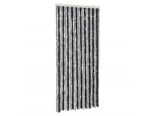 Rideau anti-mouches, moustiquaire gris et noir 90x220 cm chenille cf43551