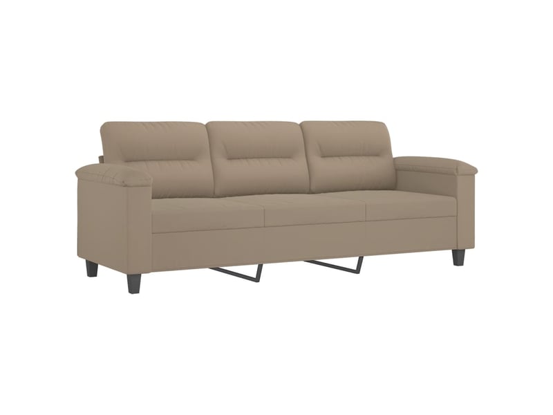 Canapé droit fixe, canapé 3 places avec oreillers taupe 180 cm tissu microfibre - Conforama D
