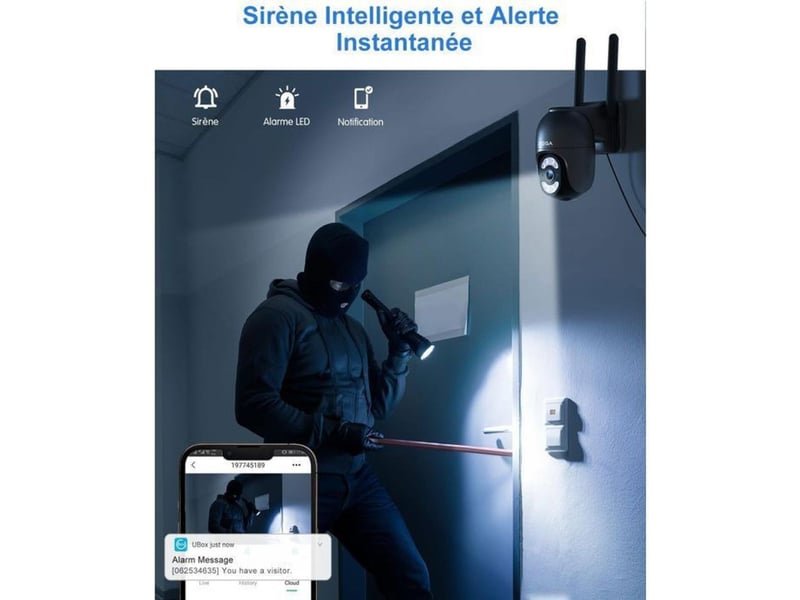  Caméra sécurité solaire 2k 4g lte ptz 360°  - Conforama E