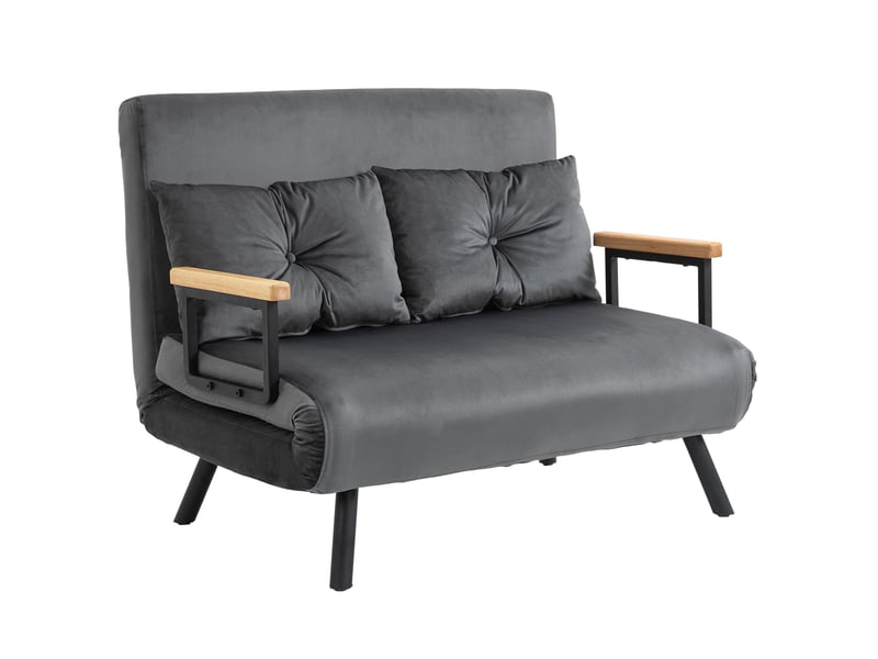  Fauteuil convertible - canapé-lit avec rangement intégré - coussins de dossier - 102 x 73 x 81 cm - aspect velours gris foncé  - Conforama A
