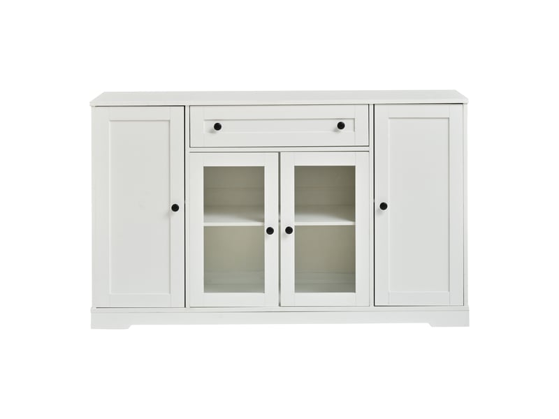  Buffet de cuisine design avec 4 portes et 1 tiroir, 138 × 40 × 83 cm, blanc  - Conforama A