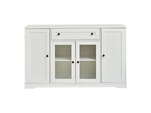 Buffet de cuisine design avec 4 portes et 1 tiroir, 138 × 40 × 83 cm, blanc