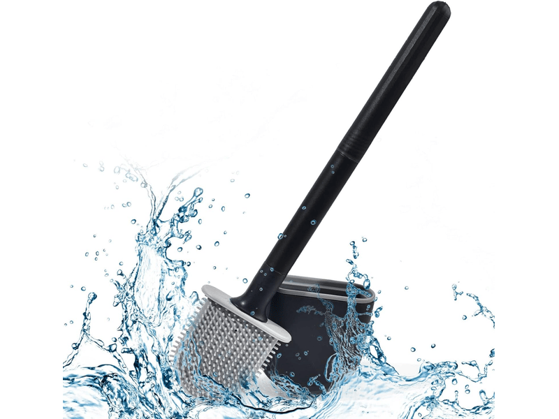 Brosse toilette silicone plate paquet de 1,brosse wc mural,brosse de toilette à long manche de salle de bain à séchage rapide(noir) - Conforama B