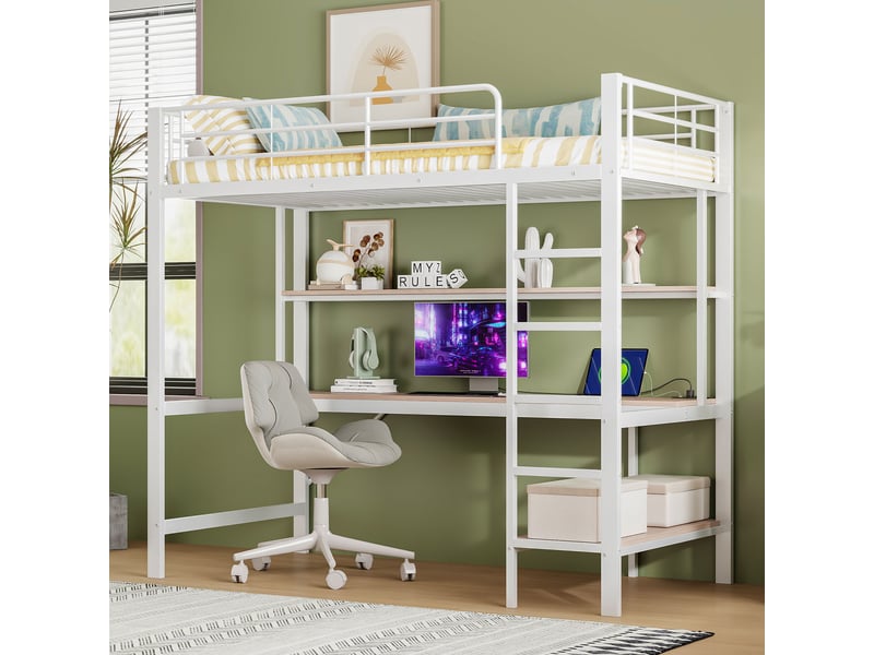 Lit superposé en métal blanc 90x200 cm  - Conforama D