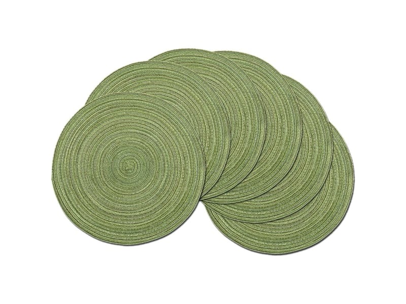  Sets de table,  lot de 6 set de table tressé en coton résistant à la chaleur pour salle à manger, set de table rond 38x38cm(rond,vert)  - Conforama D
