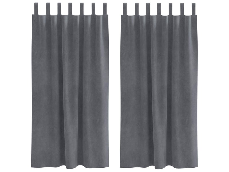 Lot de 2 rideaux, rideaux de fenêtre gris clair 140 x 175 cm velours cf44037 - Conforama A