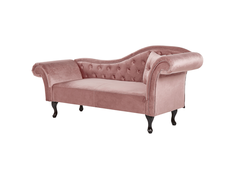  Chaise longue côté droit lattes velours rose  - Conforama D
