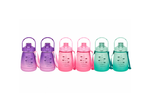 Lot de 6 bouteilles motivation 1,2 l avec sangle - 3 couleurs assorties : rose, bleu et violet