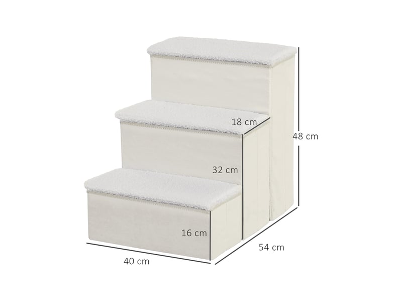 Escalier pliable 3 marches pour 40x54x48 cm – blanc – avec rangement intérieur spacieux en mdf - Conforama C