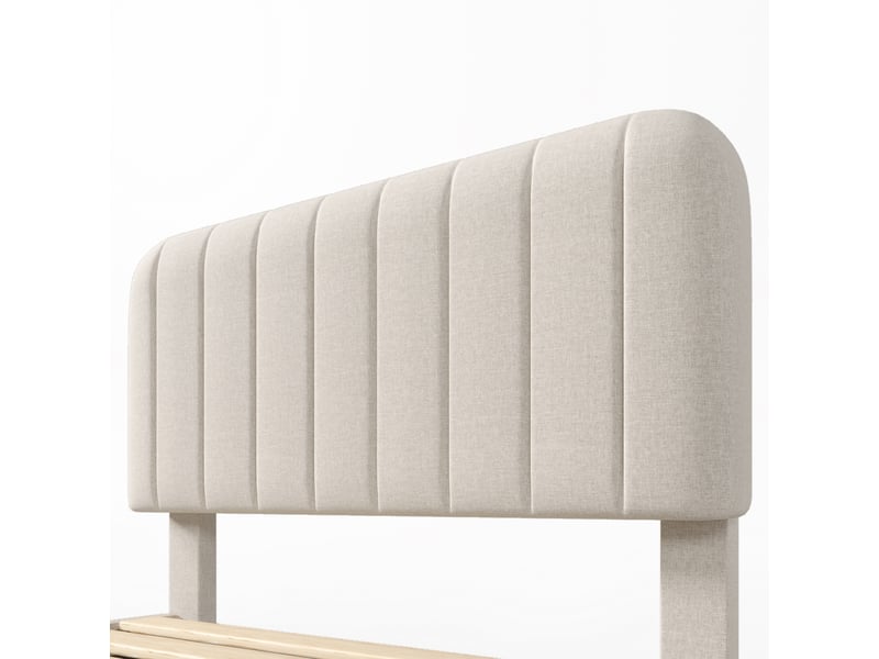  Lit 90 × 190 cm grège, tête de lit réglable et sommier à lattes IKSETERA TRADING LTD - Conforama W
