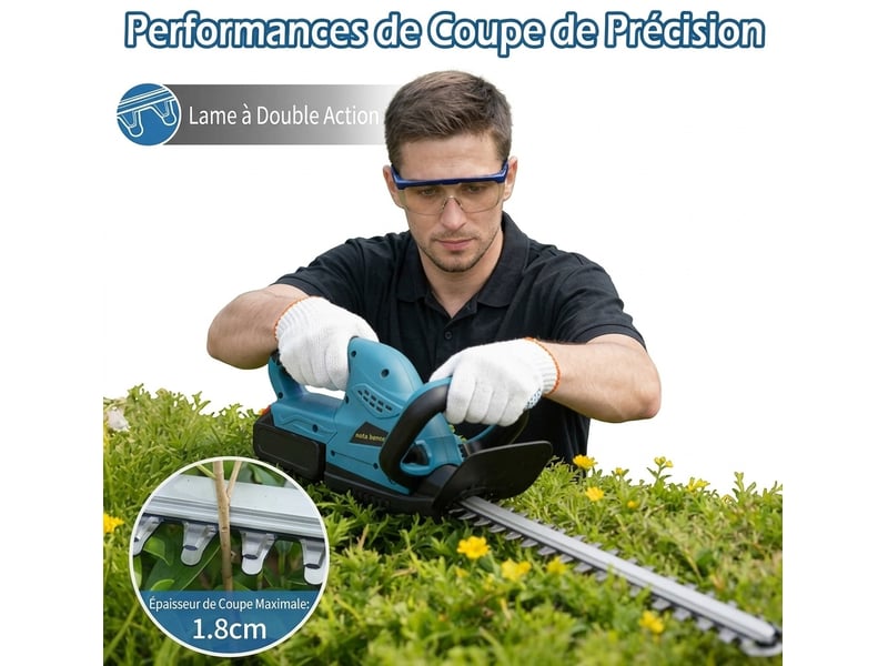  Taille-haie électrique sans balais 650w – double lame de 52 cm, 2 000 trmin, coupe précise et puissante pour haies, arbustes et jardin  - Conforama C
