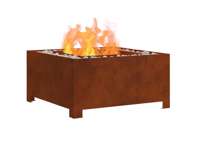  Brasero exterieur, foyer camping rouillé 60x60x30 cm acier patiné shl84679  - Conforama C