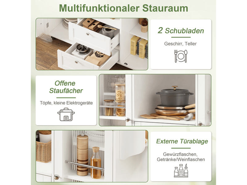  Îlot de cuisine mobile 120 × 45(70) × 92 cm naturel et blanc, mdf, plateau rabattable, 2 tiroirs et porte-épices  - Conforama D