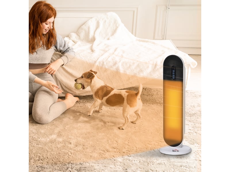  Radiateur tour en céramique 1200 w2000 w avec télécommande, thermostat programmable 24 h et protection anti-basculement pour pièces jusqu'à 20 m²  - Conforama C