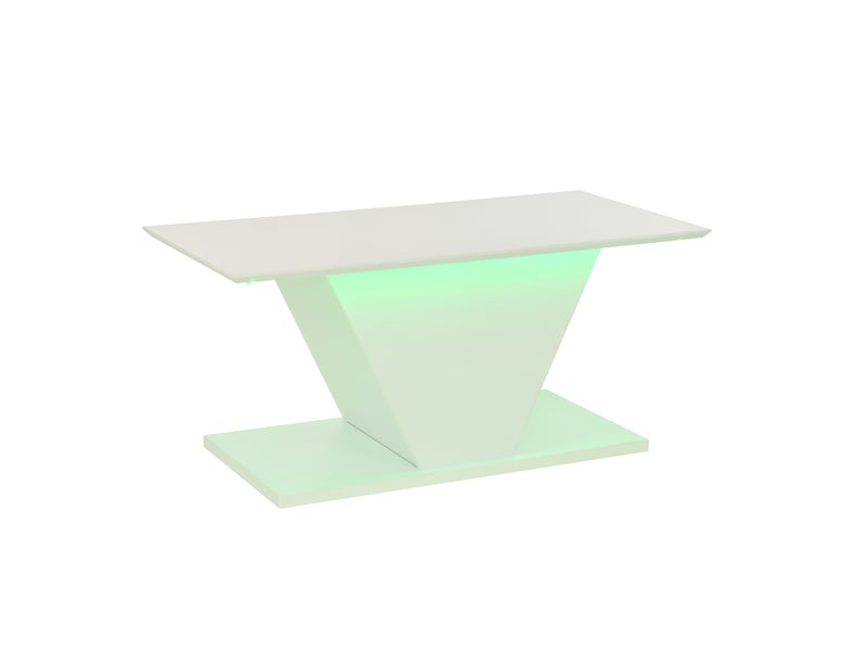  Table basse - forme v - éclairage led - haute brillance - blanc 100x50x46cm - Conforama W