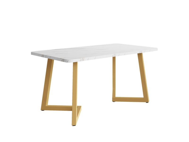  Table de cuisine 117x68cm, design marbre luxueux table à manger, structure métal robuste, surface facile d'entretien  - Conforama A