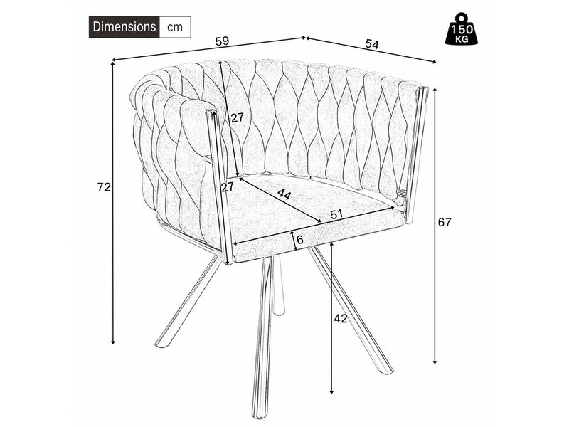  Lot de 2 chaises de salle à manger pivotantes 360° en velours beige et métal doré, dossier enveloppant chic  - Conforama C