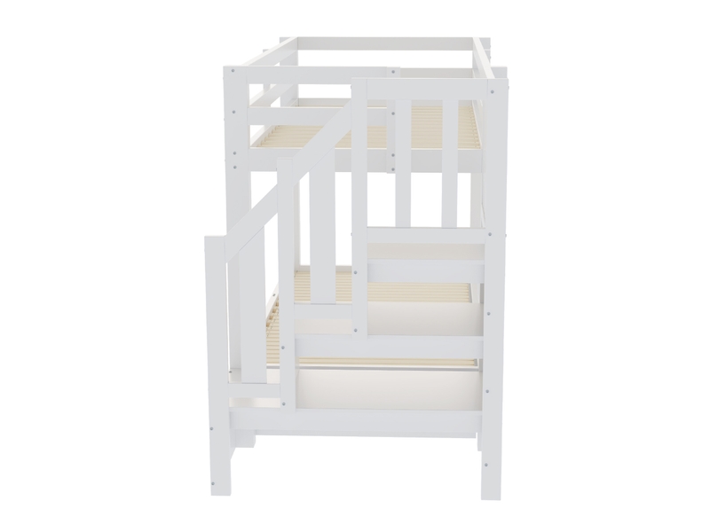 Lit superposé 90x200 cm avec lit gigogne 90180x190 cm et rangements en bois blanc desmiu ORFRLDB00526AAK - Conforama D
