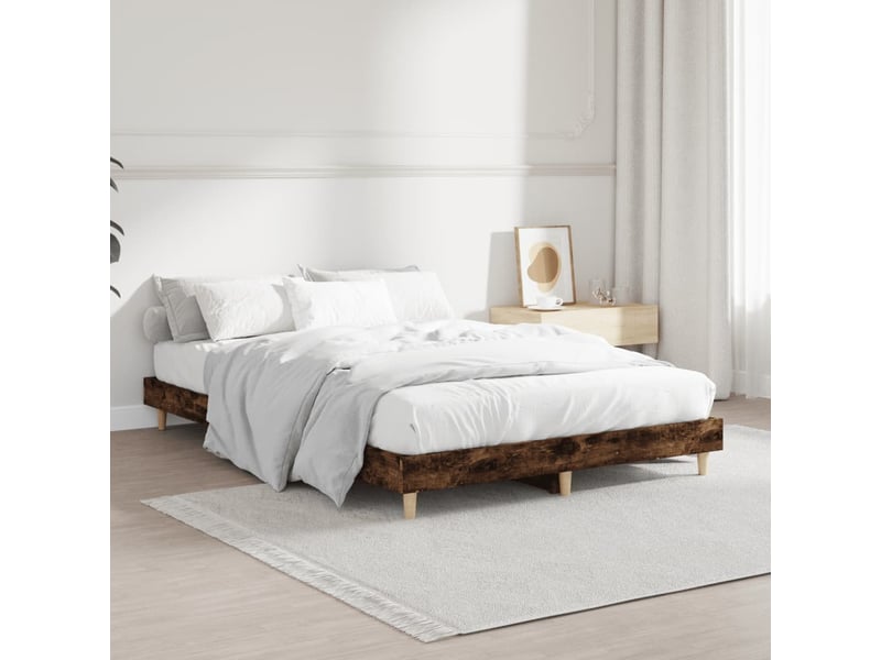  Lit double- lit adulte -  cadre de lit sans matelas chêne fumé 120x190 cm bois ingénierie  - Conforama C