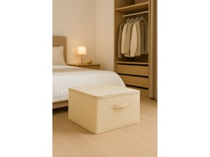Boîte de rangement en textile non tissé crème - l 42 × p 35 × h 23 cm