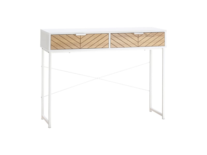  Console moderne pour entrée et salon avec 2 tiroirs en métal 100 x 30 x 75 cm - blanche  - Conforama B
