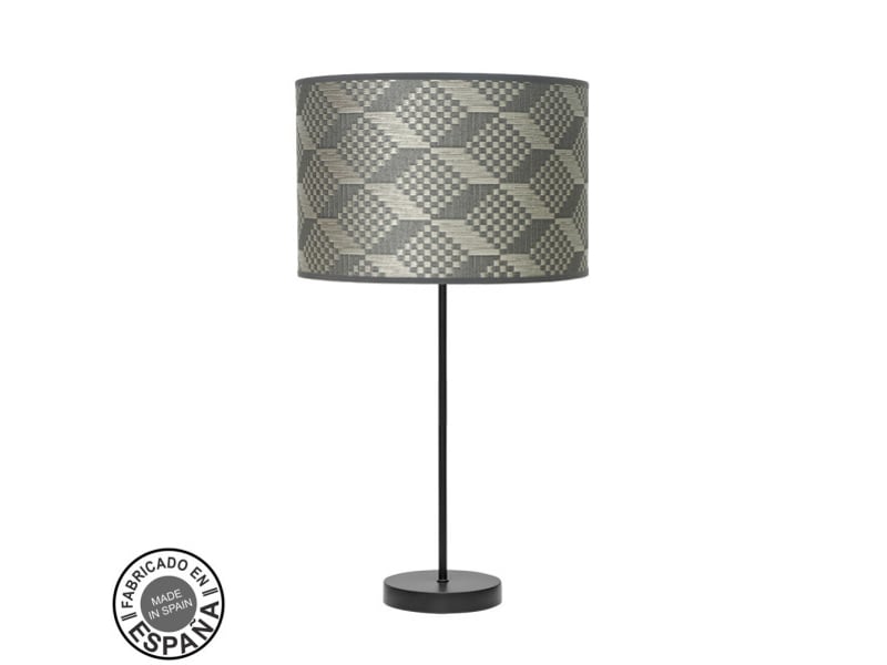  Fabrilamp moda grande lampe à poser noir gris, abat-jour textile motif tetris gris, 1 x e27, 63 cm 212471119 - Conforama A