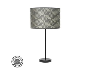 Fabrilamp moda grande lampe à poser noir gris, abat-jour textile motif tetris gris, 1 x e27, 63 cm
