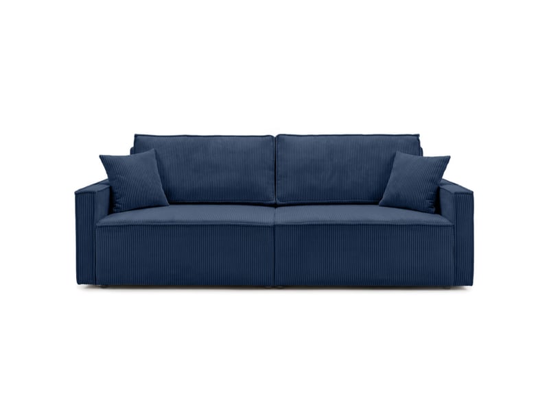  Farah - canapé droit 3 places convertible accoudoirs slim en velours cotelé  - Conforama E
