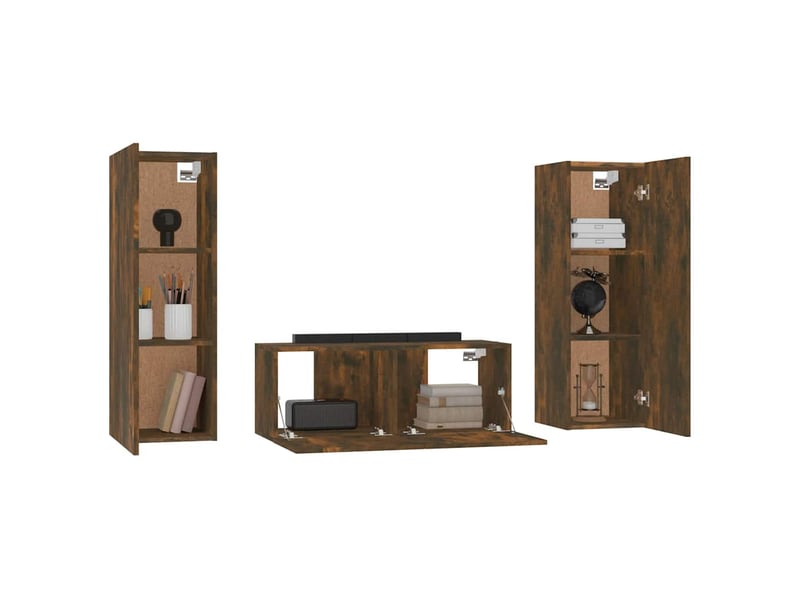  Ensemble de meubles tv 3 pcs chêne fumé bois d'ingénierie shl49034  - Conforama D