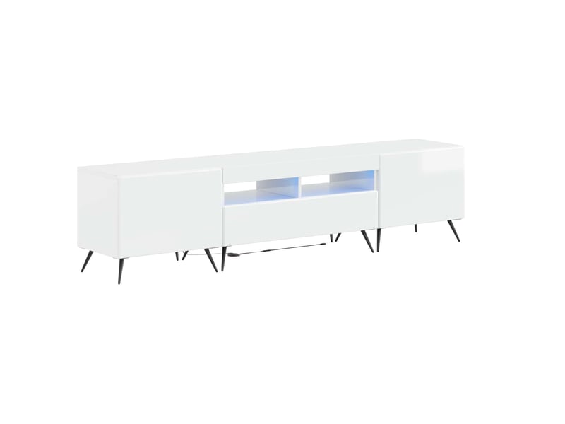  Meuble tv - banc tv - meuble de rangement led breda 3 pcs blanc brillant bois d'ingénierie  - Conforama A