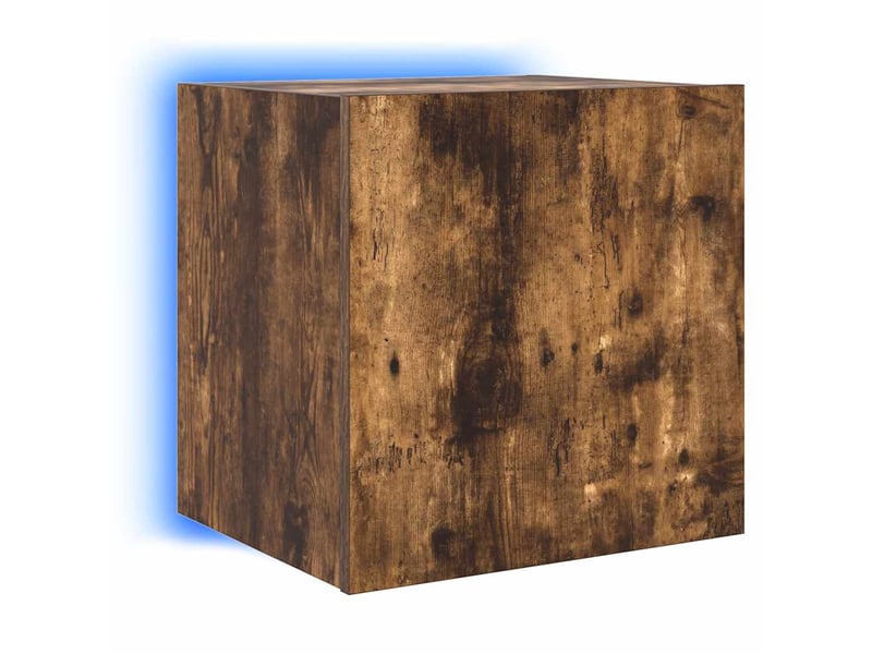  Meuble tv - banc tv - meuble de rangement mural avec lumières led chêne fumé 40,5x35x40 cm  - Conforama E