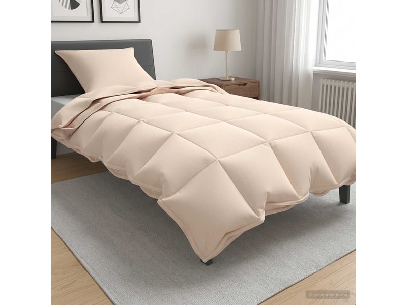  Ensemble de duvet - couette beige 140 x 200 cm coton, kapok, polyester  - Conforama B