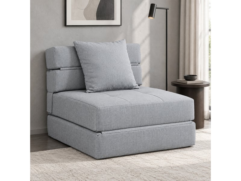  Fauteuil-lit pliant 2-en-1,70x70x61 cm,polyester,gris clair  - Conforama B
