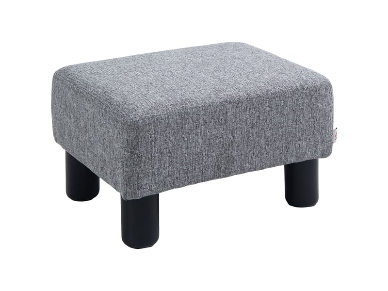  Pouf repose-pied tabouret bas en tissu de lin capacité de charge 110 kg gris 40 x 30 x 24 cm  - Conforama B