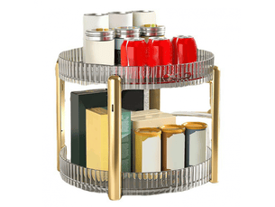 Support de rangement transparent à 2 niveaux pour maquillage, organiseur de comptoir multifonctionnel pour cosmétiques, pour la maison et la chambre