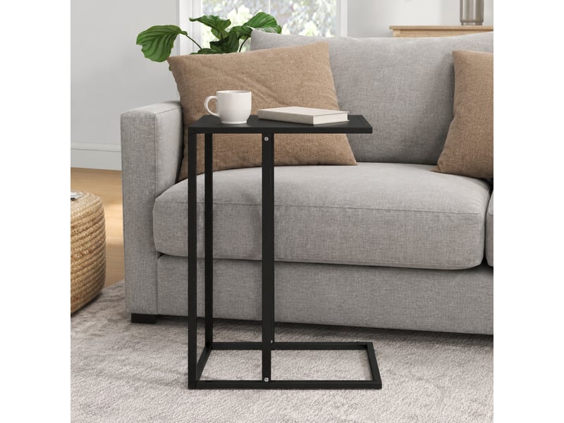  Table d’appoint en c 46x26x60 cm en acier noir pour canapé et lit  - Conforama E